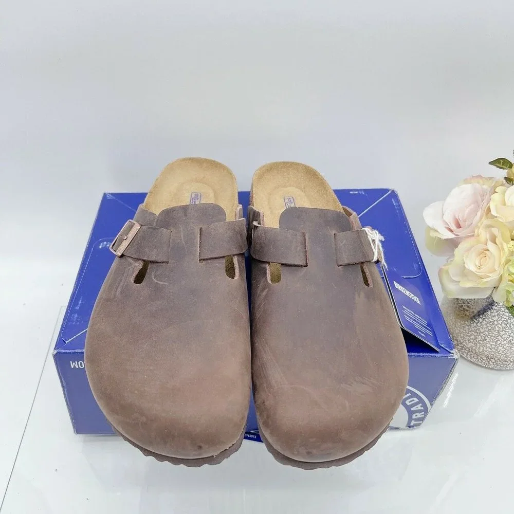 Birkenstock Soft Footbed Boston Clog Oiled Leather Habana EU 45 Mens US 12- 12.5 - Picture 8 of 12